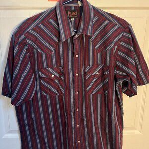Plains Western Wear Men's Plaid Print Short Sleeve Pearl Snap Western Shirt